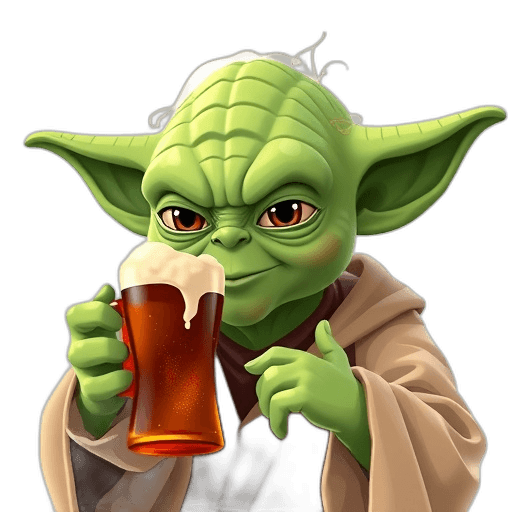 Emoji Yoda Drinking Beer
